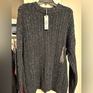 Natural Reflections Black/Tan Chunky Crew Neck Sweater NWT